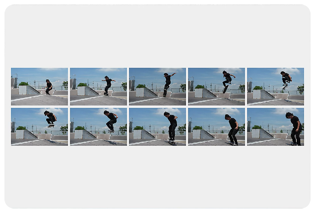 Sony A7 IV mirrorless Camera Continuous shooting preview of skateboarder in skatepark performing tricks